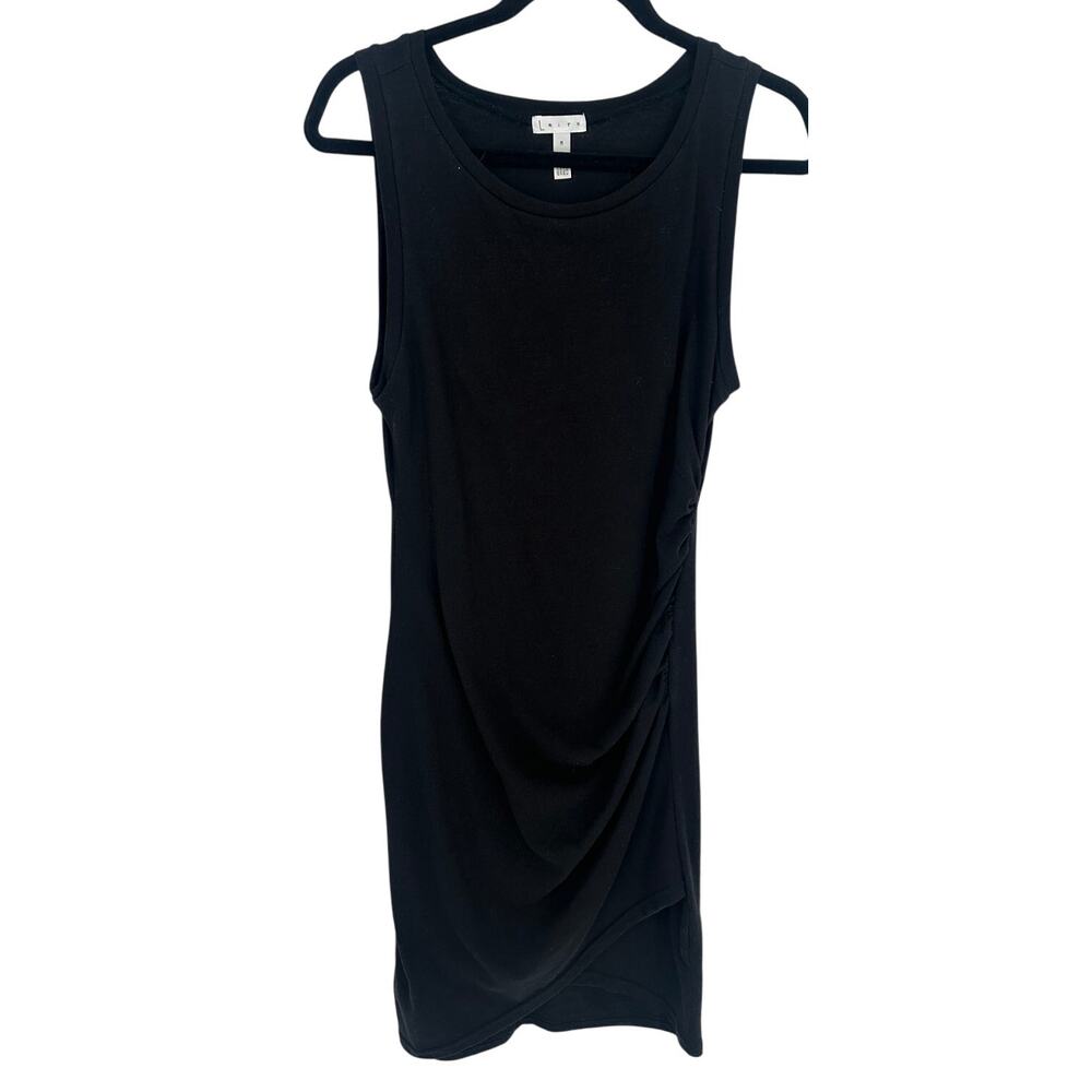 Leith Ruched Side Tank Dress Black LBD Side Slit Cocktail Wedding Guest Size M